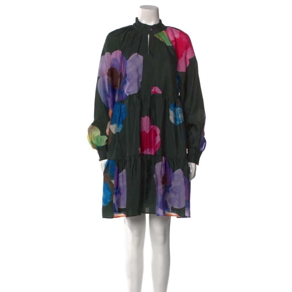 Stine Goya Green Floral Print Mini Dress